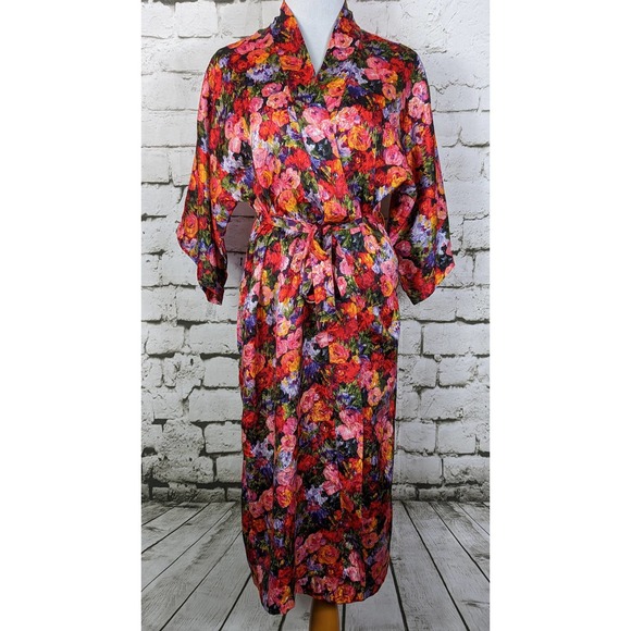 Cinema Etoile Other - VINTAGE CINEMA ETOILE Vibrant Floral Satin Robe Dressing Gown Medium